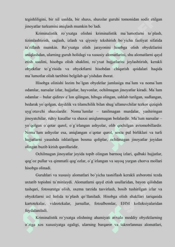 Kriminalistik ro`yxatga olish 3