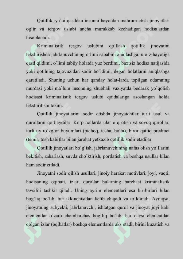 Qotillik jinoyatlarini tergov qilish uslubiyoti 2