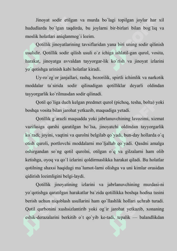 Qotillik jinoyatlarini tergov qilish uslubiyoti 5