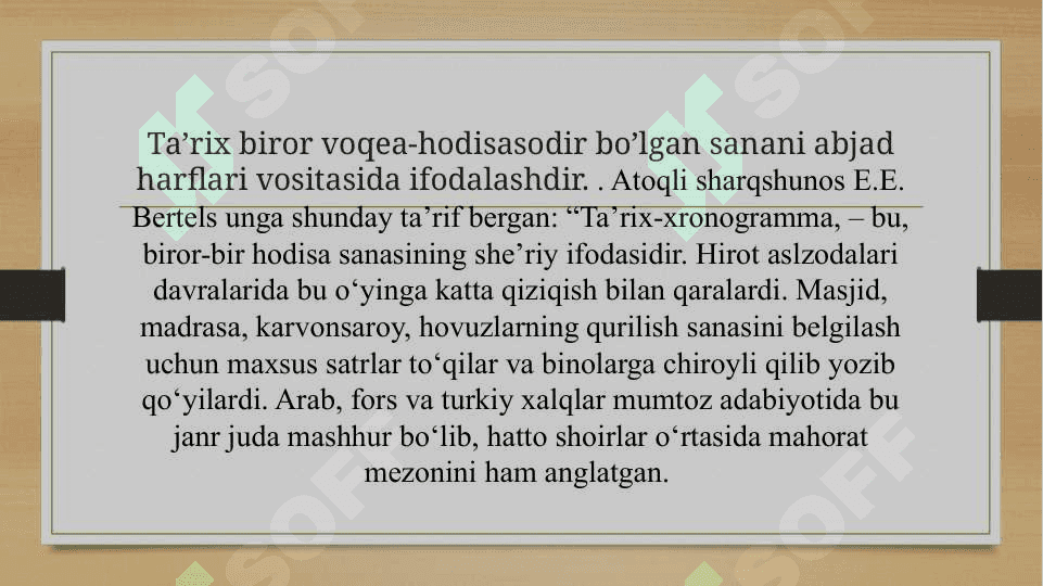 TA’RIX MODDASINI HISOBLASH 3