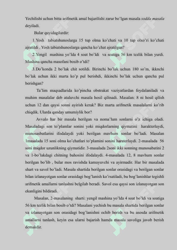 Birinchi sinfda sodda masalalar yechishga o'rgatish 4
