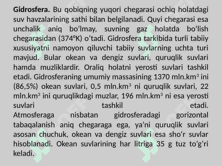 Yer po‘stining tuzilishi, geosferalar, yerning kimyoviy tarkibi 8