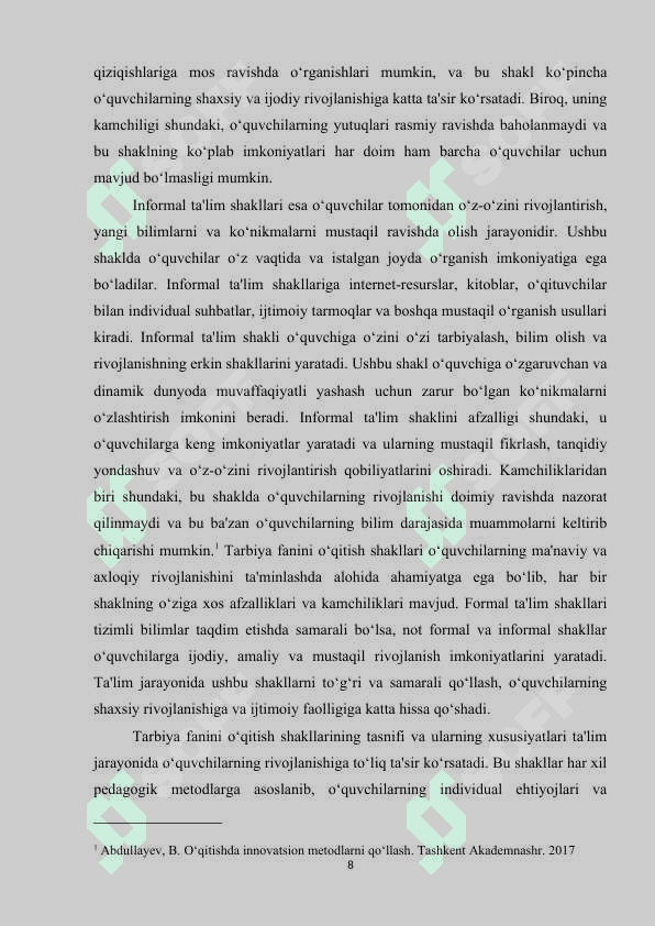 Umumtaʼlim maktablarda tarbiya fanini oʻqitish shakllarining har biriga misollar yozish k.docx 8