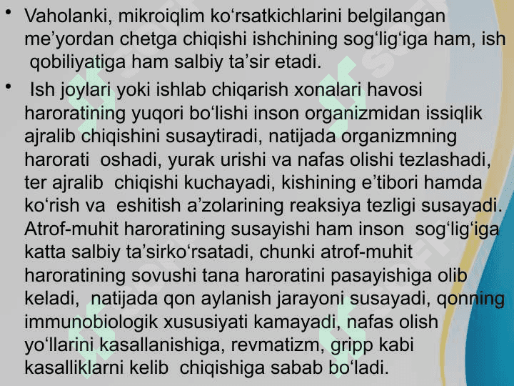 Ishlab chiqarish binolarida meterologik sharoitlari va isitish 4