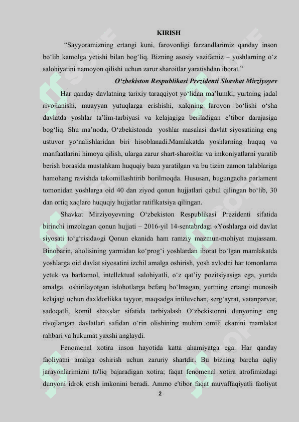 FENOMENAL XOTIRA SHAKLLANISHI VA NAMOYON BO‘LISHI 2