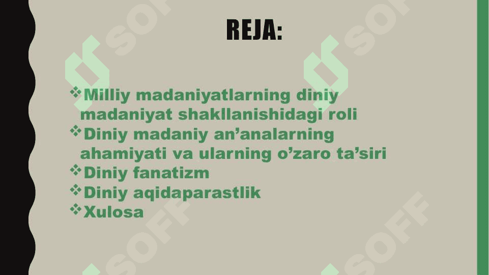 Diniy madaniy an’analarning ahamiyati. Diniy fanatizm 2