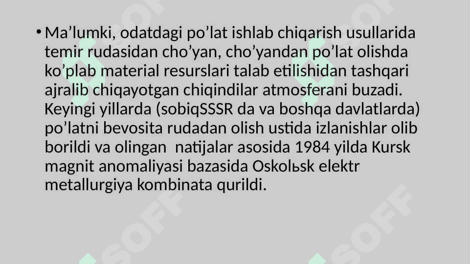 Po‘lat ishlab chiqarish texnikasi 3