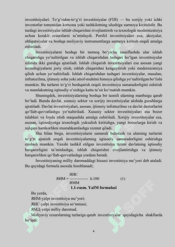 Investitsiyalar samaradorligi va uni baholash | Kurs ishi | To'liq 6