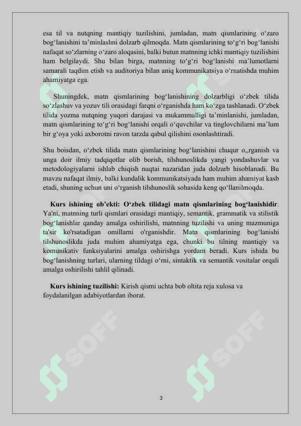 O‘zbek tilida matn qismlarining bog‘lanishi. 3
