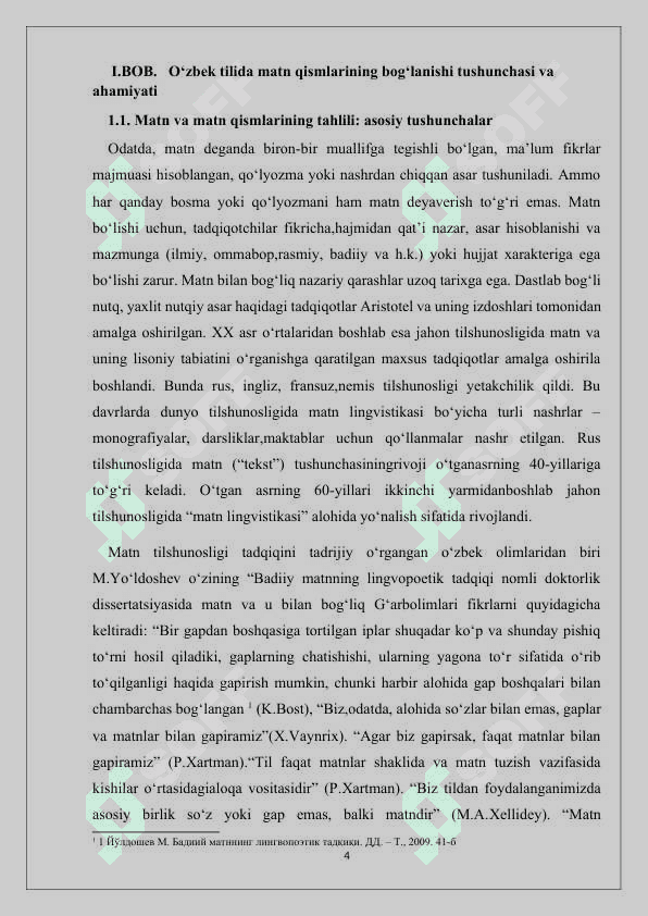 O‘zbek tilida matn qismlarining bog‘lanishi. 4