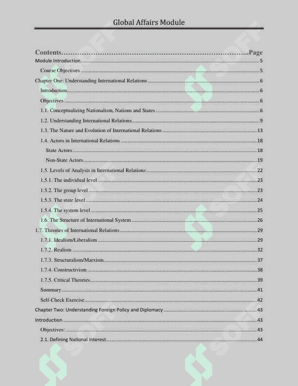 Global Affairs, Global Affairs Module 2