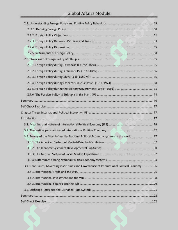 Global Affairs, Global Affairs Module 3
