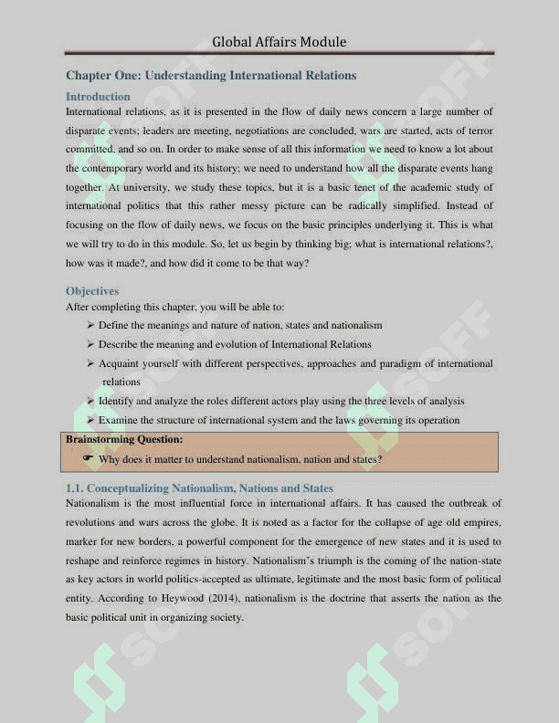 Global Affairs, Global Affairs Module 7
