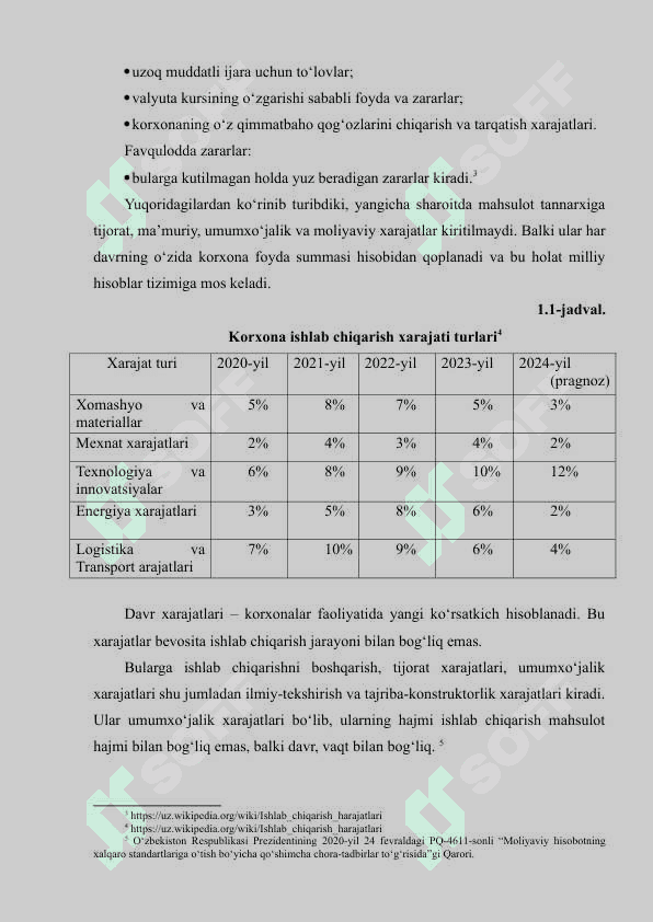 Ishlab chiqarish xarajatlari va tannarxni pasaytirish usullari | Kurs ishi 8
