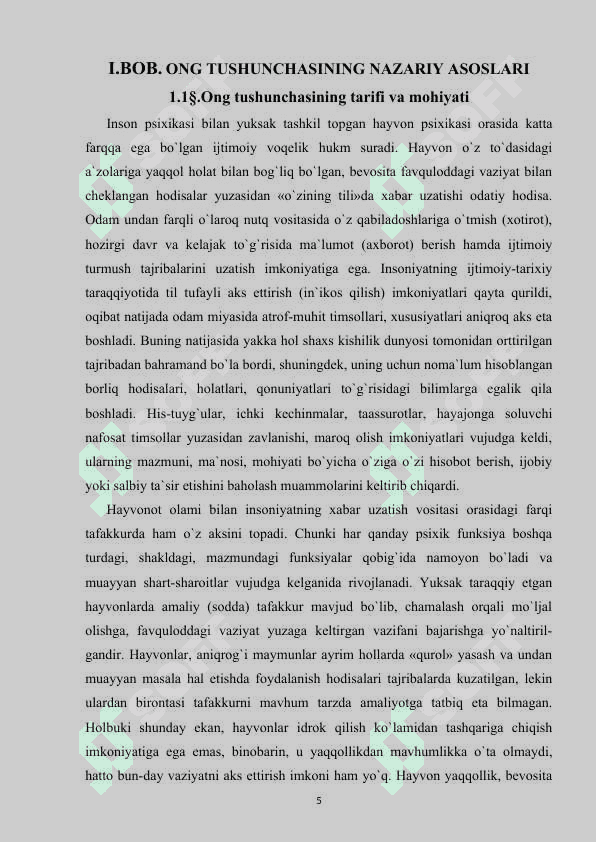 ONGNING TARIFI VA HAQIDAGI PSIXOLOGIK TASAVVURLAR 5