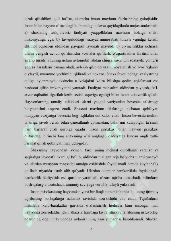 ONGNING TARIFI VA HAQIDAGI PSIXOLOGIK TASAVVURLAR 6