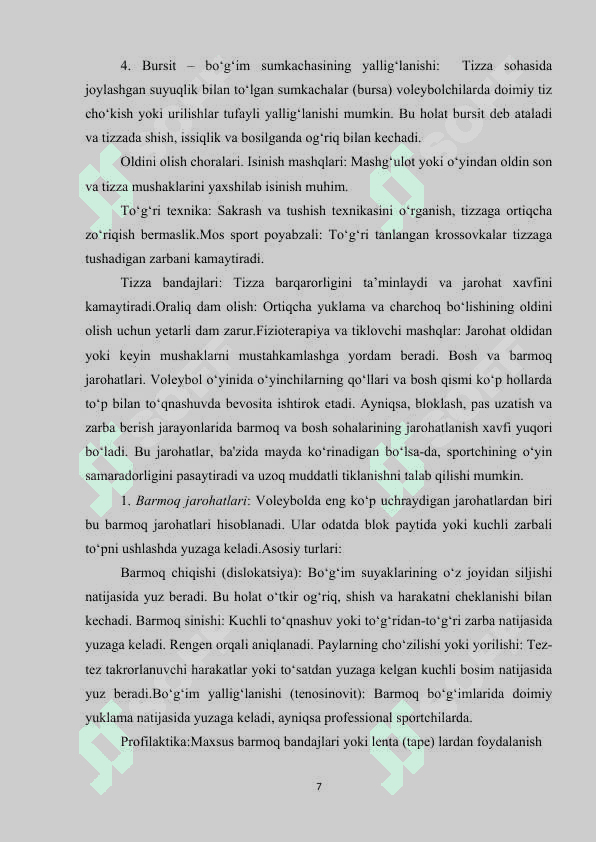 VOLEYBOLCHILARNING JAROHATLARI VA ULARNING OLDINI OLISH CHORALARI 6