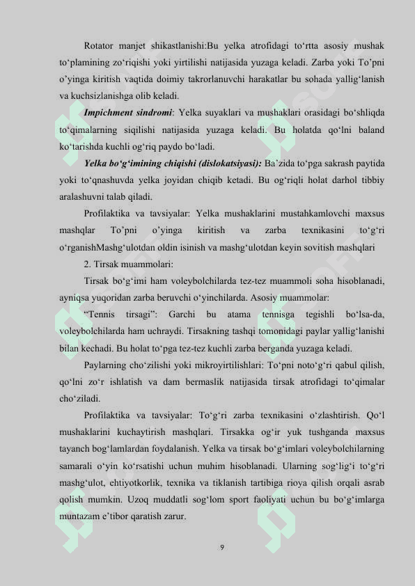 VOLEYBOLCHILARNING JAROHATLARI VA ULARNING OLDINI OLISH CHORALARI 8