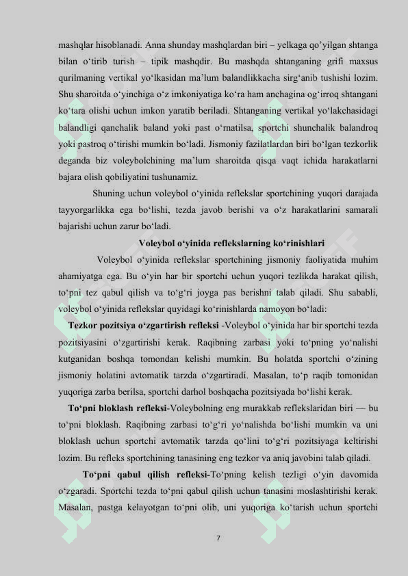 VOLEYBOL O’YINIDA REFLEKS VA TEZKOR QAROR QABUL QILISH 7