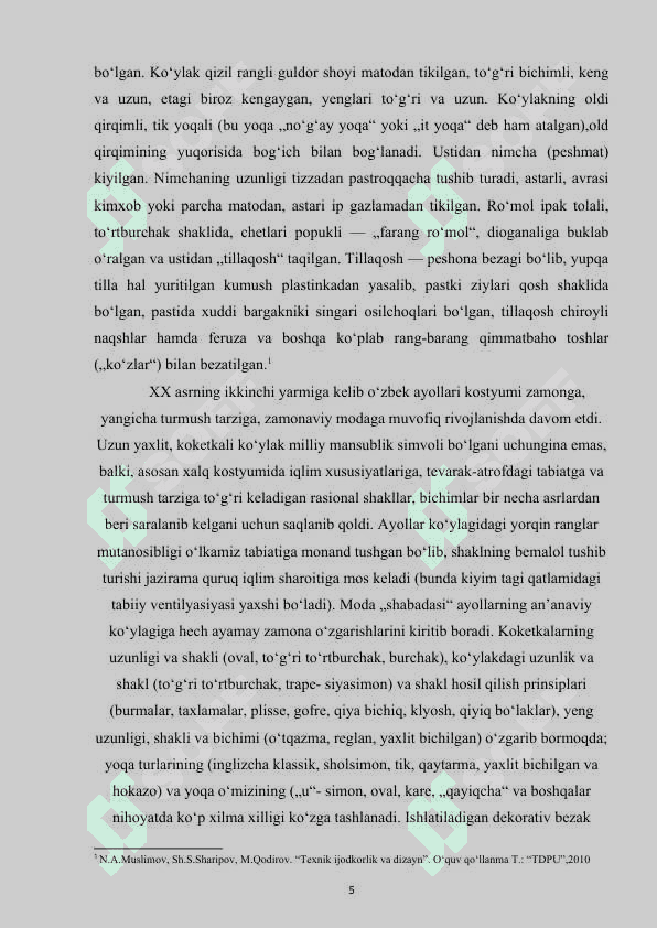 Texnologiya darslarida ko’ylaklar bichish va tayyorlash texnologiyasi amaliy mashg’ulotini o’qitish metodikasi 5