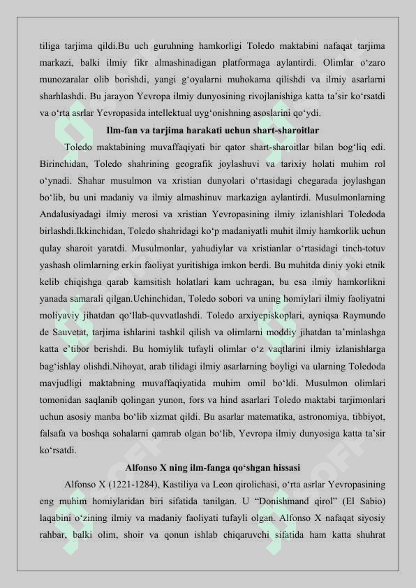 Alfonso X davrida Toledo maktabi 25 4