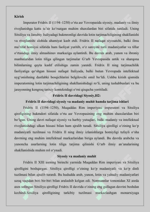Imperator Fridrix II ning Italiyada lotin tarjimachiligining shakllanishiga qoʻshgan hissasi 25 2