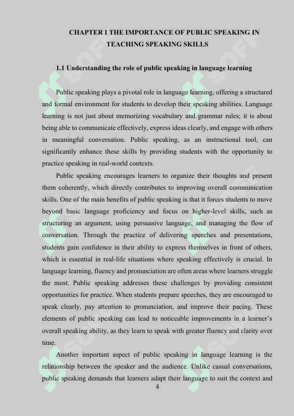 TEACHING SPEAKING THROUGH PUBLIC SPEAKING COURSE 4