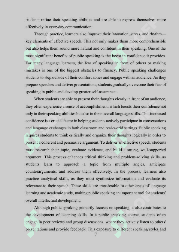 TEACHING SPEAKING THROUGH PUBLIC SPEAKING COURSE 7