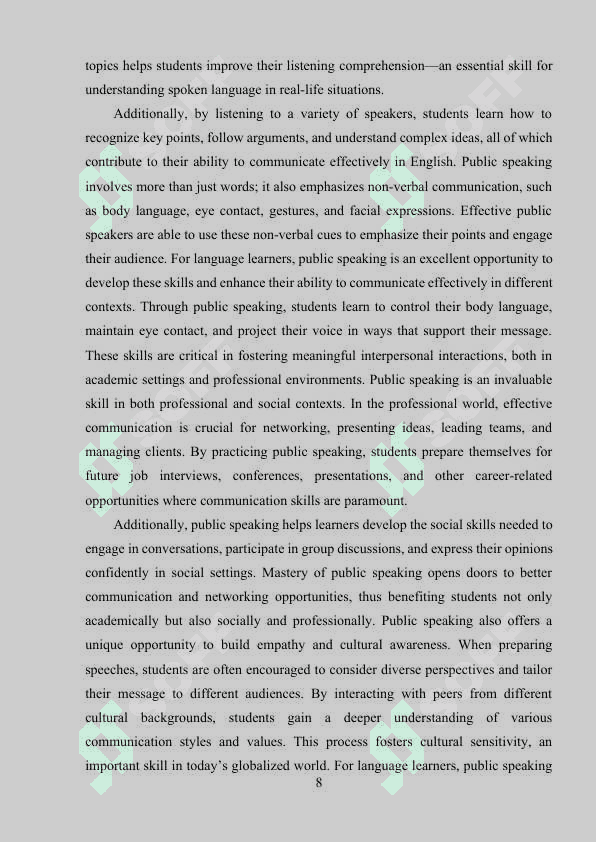 TEACHING SPEAKING THROUGH PUBLIC SPEAKING COURSE 8
