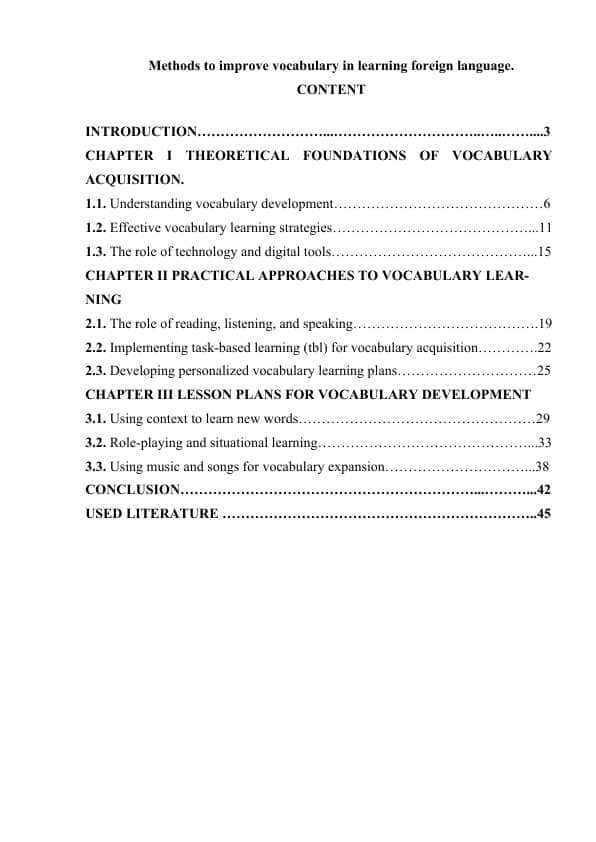 Methods to improve vocabulary in learning foreign language