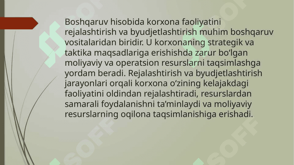 BOSHQARUV HISOBIDA KORXONA FAOLIYATINI REJALASHTIRISH VA BYUDJETLASHTIRISH 3