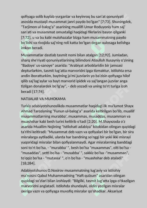Musamman va muashshar janrlari 4