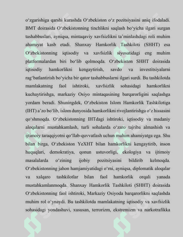 O‘zbekistonning jahon hamjamiyatidagi o‘rni 4