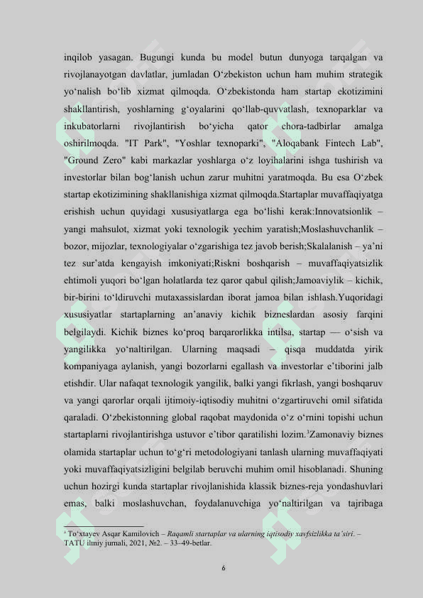 Startaplarni rivojlantirish bosqichlari kurs ishi 8
