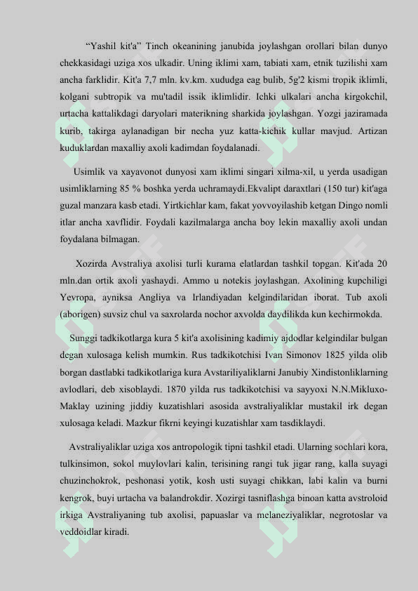 Avstraliya xalqlari hoʻjaligi va madaniyati 2