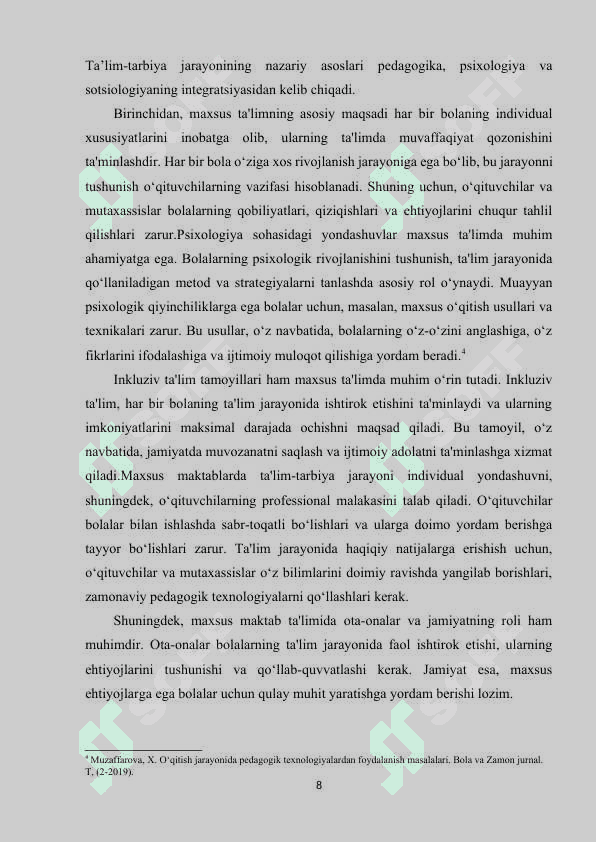Maxsus maktab ta’limi o‘quvchilarini milliy an’analar asosida tarbiyalash. 8
