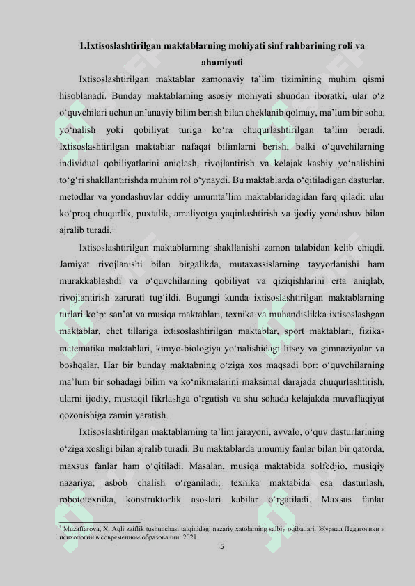Ixtisoslashtirilgan maktabda sinf rahbarining faoliyati. 5