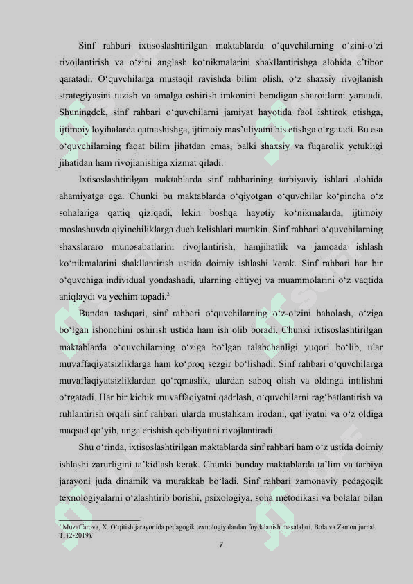 Ixtisoslashtirilgan maktabda sinf rahbarining faoliyati. 7