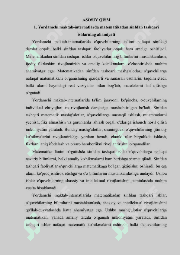 Yordamchi maktab internatida matematikadan sinfdan tashqari ishlarning mazmuni 5