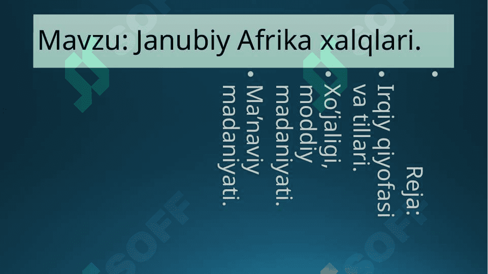 Janubiy Afrika xalqlari. 2