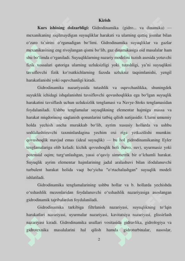 GIDRODINAMIKA HODISALARI 2