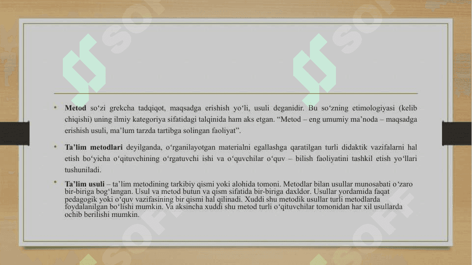 Taʻlim shakllari, metodlari va vositalari tasnifi 3