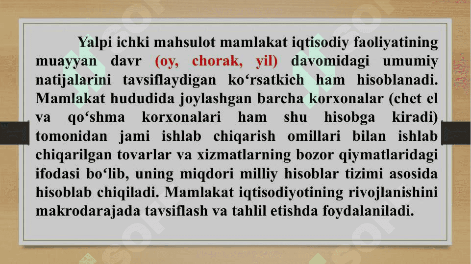 Yalpi ichki mahsulot hajmini hisoblash usullari 6