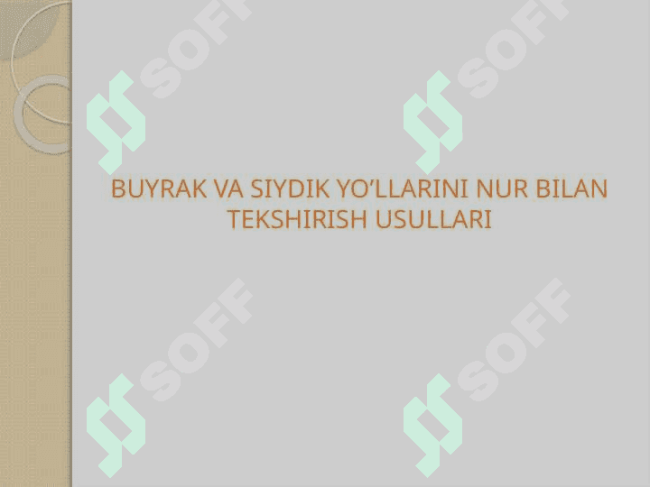 BUYRAK ,SIYDIK NAYLARI, SIYDIK PUFAGI NUR TEKSHIRUV USULLARI. BUYRAK, SIYDIK NAYLARI, SIYDIK PUFAGI NUR ANATOMIYASI 7