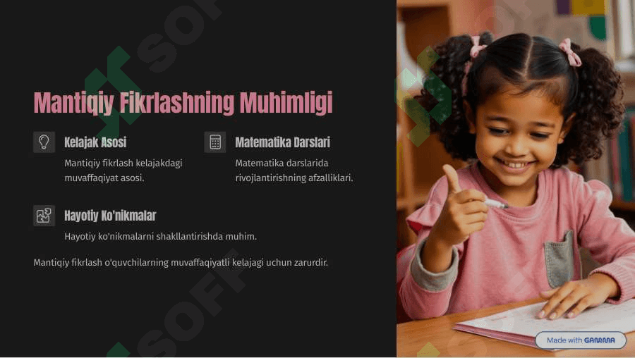 1-sinf Matematika Taqqoslashga doir masalalarni yechish orqali  mantiqiy fikirlashni rivojlantirish. 3
