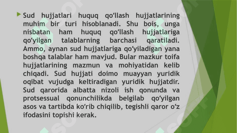 Sud hujjatlarining turlari. Sud hujjatlari mazmuniga qoʻyiladigan talablar 2