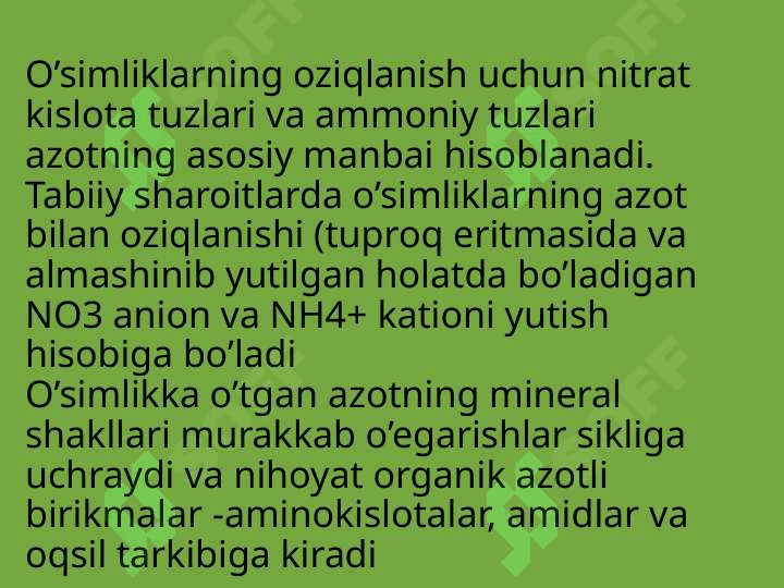 Azotning o'simliklar rivojlanish davrlari va hosiliga  ta'siri 4