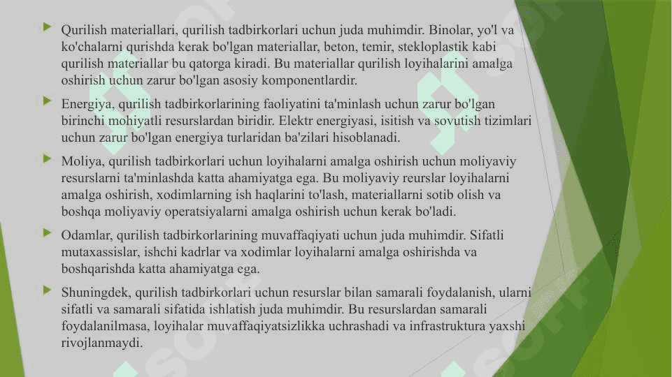 Qurilish kompleksi sohasida tadbirkorlik faoliyatining xususiyatlari 8