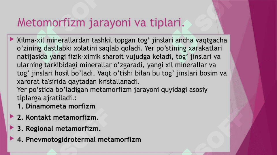 Metamorfik tog’ jinslari 3