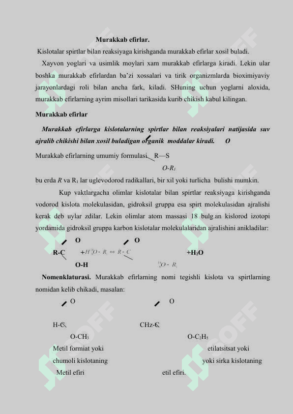 Murakkab efirlar. 2